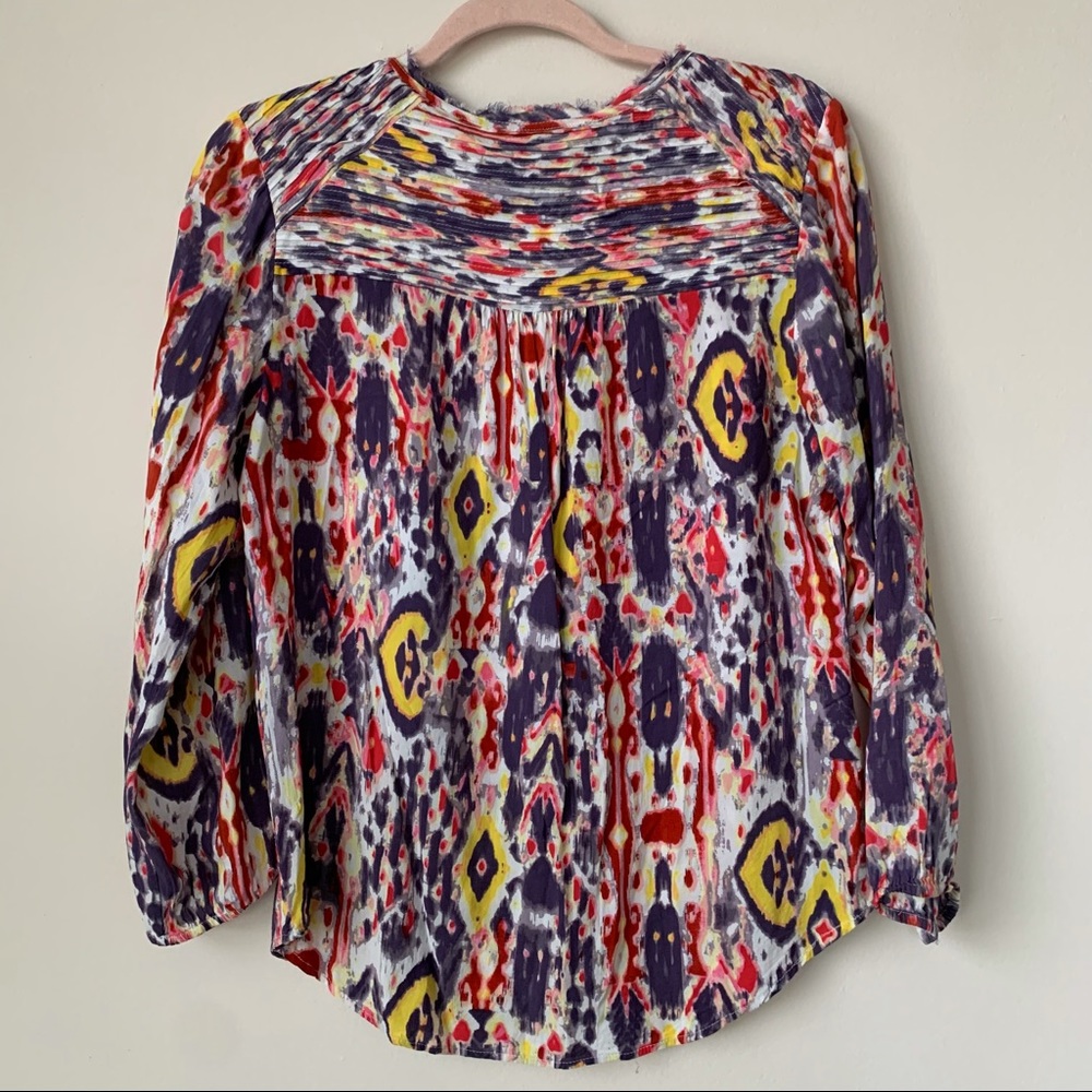 Daniel Rainn Multicolor Button Front Blouse Boho … - image 7